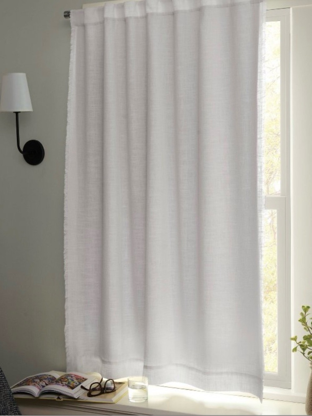 Blackout Slub Weave Raw Edge Curtain Panel White Threshold